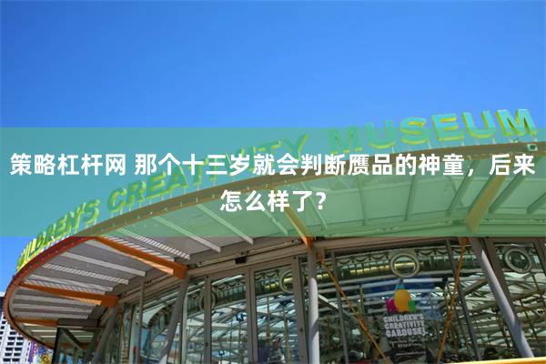 策略杠杆网 那个十三岁就会判断赝品的神童，后来怎么样了？