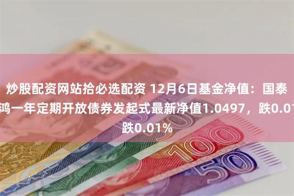 炒股配资网站拾必选配资 12月6日基金净值：国泰鑫鸿一年定期开放债券发起式最新净值1.0497，跌0.01%